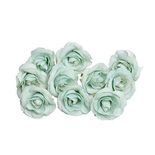 Xidmold 30 Stück Künstlich Rose Blütenkopf Seidenblumen Rosenköpfe Künstliche Blumenköpfe Blütenköpfe Kunst Blumen Rosen Köpfe für Event Hochzeit Bouquet Party Deko, 4 x3,5cm (Mintgrün) von Xidmold