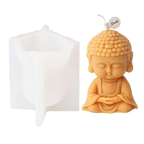 Xidmold 3D Buddha Silikonform Kerzengießform Buddha Kerzenform Gipsform Buddha Silikon Gießform für Gips, Sojawachs Kerzen, Epoxidharz, Handwerk (E) von Xidmold