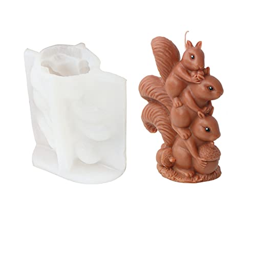 Xidmold 3D Eichhörnchen Silikonform Kerzenform, Tier Backform Silikon Formen für Fondant, Tortendeko, Schokolade, Seife, Gips, Sojawachs Kerzen, Epoxidharz Handwerk (H) von Xidmold