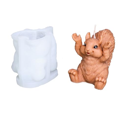 Xidmold 3D Eichhörnchen Silikonform für Kerzen, Tier Eichhörnchen Kerzenform Tierform für Schokolade, Sojawachs Kerzen, Seife, Gips, Epoxidharz, Handwerk & Heimdekoration (A) von Xidmold