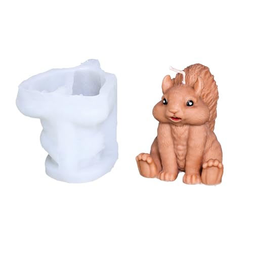 Xidmold 3D Eichhörnchen Silikonform für Kerzen, Tier Eichhörnchen Kerzenform Tierform für Schokolade, Sojawachs Kerzen, Seife, Gips, Epoxidharz, Handwerk & Heimdekoration (C) von Xidmold