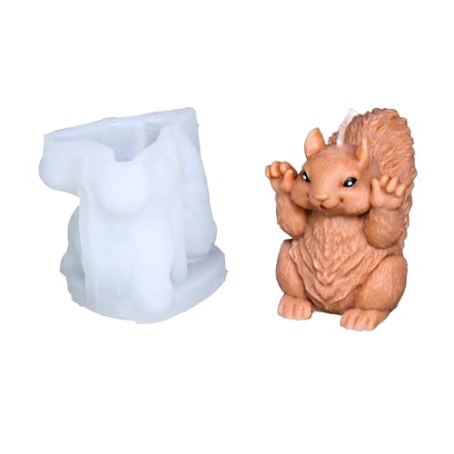 Xidmold 3D Eichhörnchen Silikonform für Kerzen, Tier Eichhörnchen Kerzenform Tierform für Schokolade, Sojawachs Kerzen, Seife, Gips, Epoxidharz, Handwerk & Heimdekoration (D) von Xidmold
