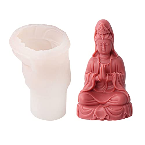 Xidmold 3D Guan Yin Buddha Silikonform Kerzengießform Buddha Form Kerzenform Gipsform Kerzen Kwan Yin Göttin Gießform für Sojawachs Kerzen, Figur, Statue, Handwerk von Xidmold