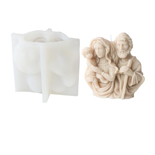 Xidmold 3D Heilige Familie Kerzenform Silikon, Maria Josef mit Jesus Silikonform für Sojawachs Kerzen, Religiöse Figur, Handwerk Ornamente Xidmold 3D Heilige Familie Kerzenform Silikon, Maria Josef mit Jesus Silikonform für Sojawachs Kerzen, Religiöse Figur, Handwerk Ornamente von Xidmold