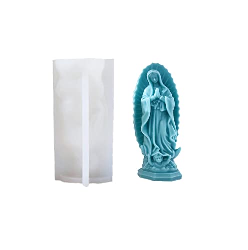 Xidmold 3D Heilige Maria Silikonform Kerzengießform, Madonna Maria Mutter Gottes Epoxidharz Formen Gießform, Handgemachte Aroma Kerzenform, Kerze Form Für Kerzen Machen, Statue, Handwerk Ornamente von Xidmold