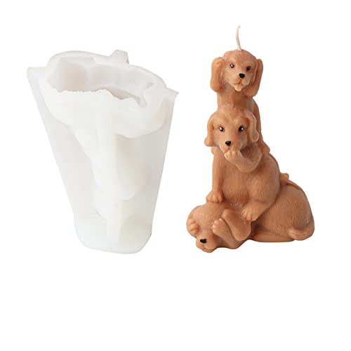 Xidmold 3D Hund Silikonform Kerzenform, Tier Backform Silikon Formen für Fondant, Tortendeko, Schokolade, Seife, Gips, Sojawachs Kerzen, Epoxidharz Handwerk (I) von Xidmold