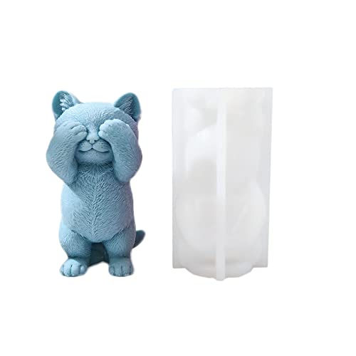 Xidmold 3D Katze Silikonform Groß Katze Kerzenform Katze Silikon Formen Tier Backform für Tortendeko, Schokolade, Seife, Gips, Sojawachs Kerzen, Handwerk (A) von Xidmold