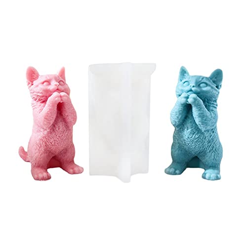 Xidmold 3D Stehende Katze Silikonform Kerzenform Katze Silikon Formen Tier Backform für Tortendeko, Schokolade, Seife, Gips, Sojawachs Kerzen, Handwerk von Xidmold