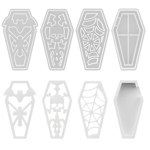 Xidmold 4 Stück Halloween Sarg Kerzenhalter Silikonformen Set - 3D Fledermaus & Schädel Skelett Teelicht Form, DIY Epoxidharz Polymer Ton Formen für Spooky Home Decor Handwerk Xidmold 4 Stück Halloween Sarg Kerzenhalter Silikonformen Set - 3D Fledermaus & Schädel Skelett Teelicht Form, DIY Epoxidharz Polymer Ton Formen für Spooky Home Decor Handwerk von Xidmold