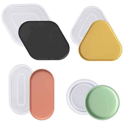 Xidmold 4 Stück Silikonformen Epoxidharz Tablett, Silikonform Untersetzer, Geometrische Tablett Harzform Gießform für DIY Teetablett Obsttablett Schmucktablett Kunsthandwerk von Xidmold