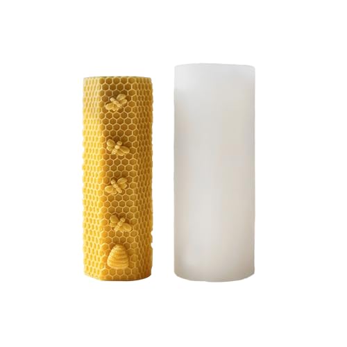 Xidmold Biene Honigwabe Kerzenform Silikon, Kerzen Silikonform Säule, Kerzen Formen Silikon, Gießform für Bienenenwachskerzen Herstellung, DIY Handwerk (A) von Xidmold