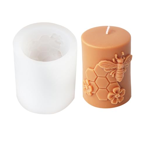 Xidmold Bienenwaben-Blumen-Form für Kerzenform, Honigbiene, Bienenstock-Säule, Silikonform für Bienenwachskerzen, Sojawachskerzen, Gips-Ornament, DIY Handwerk (A) von Xidmold