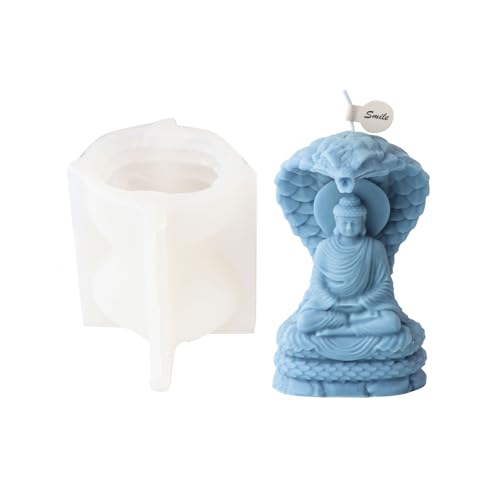 Xidmold Kerzenform Silikon Buddha, 3D Buddha Kerzengießform Gipsform Buddha Silikon Gießform für Gips, Sojawachs Kerzen, Epoxidharz, Handwerk (D) von Xidmold