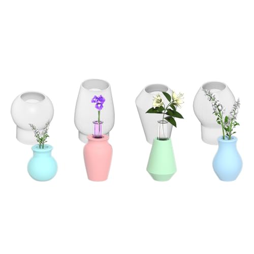 Xidmold Mini Vase Silikonform Kerzenhalter Gießform Silikon, Blumenvase Epoxidharz Silikonform mit 4 Reagenzgläsern, Vase Silikonform Gießform für Kerzenhalter, Hydroponik Pflanzen Stecklinge (A) von Xidmold