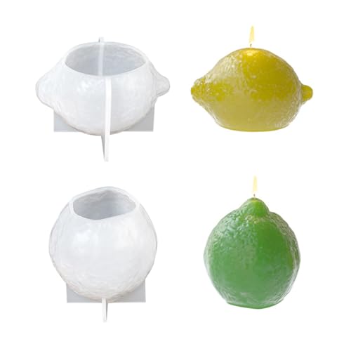 Xidmold Zitronenkerzenformen, 3D-Silikonform in Zitronenform, für Fondant, Schokolade, Wachs, Seife, Epoxidharz, Gips, Ton, Bastelarbeiten, 2 Stück von Xidmold
