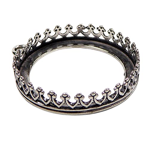 2 Stück 925 Sterling Silber Fassung Rohling 20 mm antik silberfarben, für die Herstellung von hochwertigem Schmuck von XieXie