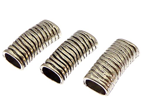 XieXie 3 Stück Schiebeperlen für Regaliz Lederband 10x6mm antik silberfarben von XieXie