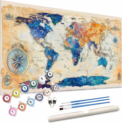 Malen Nach Zahlen Weltkarte,Retro Malen Nach Zahlen Kinder Anfänger,Malen-Nach-Zahlen ab 7 8 9 Jahre Mädchen Geschenke,DIY Ölgemälde Set mit Pinseln Acrylpigment,Home Wanddeko Wohnzimme 100x50cm S-690 Malen Nach Zahlen Weltkarte,Retro Malen Nach Zahlen Kinder Anfänger,Malen-Nach-Zahlen ab 7 8 9 Jahre Mädchen Geschenke,DIY Ölgemälde Set mit Pinseln Acrylpigment,Home Wanddeko Wohnzimme 100x50cm S-690 von Xieazgsn