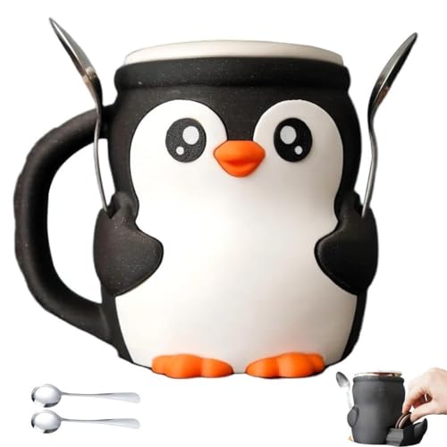 Xifyjus Niedlicher Pinguin-Eiscreme-Pint-Halter, wiederverwendbarer 3D-Druck „Pebbles The Penguin“-Eiscreme-Pint-Behälter mit Frostschutzgriff, geheime Snack-Schublade, auslaufsichere(1pc) von Xifyjus