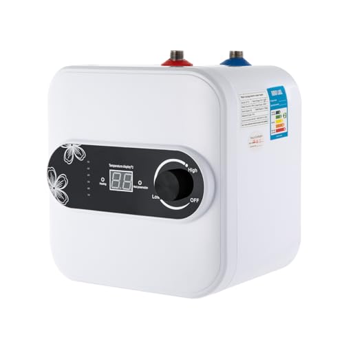 Mini Durchlauferhitzer 8L Warmwasserspeicher 1500W Boiler 220V LED-Digitalanzeige, Untertischgerät,Wandmontage Freistehend für Küche, BadHandwaschbecken, Waschtisch von Xigner