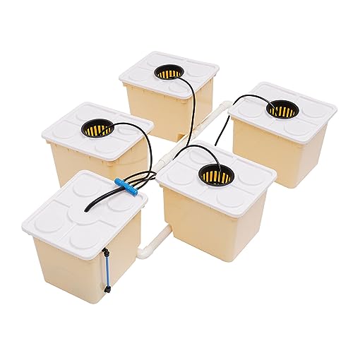 Xigner 11L Hydroponics Anzucht-System Home Anzuchtsets,PP- und UV-Materialien, Indoor Garten Hydrokultur Grow System Kit, Hydroponic Site Grow Kit Mit 5 Eimern, Wasserpumpe von Xigner