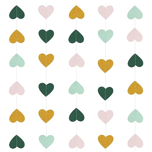 5 Stück Funkeln Herz Girlande 10 Meter Party Deko Geburtstag Papier Girlande Hängende Party Dekorationen Liebe Herz Streamer Banner für Geburtstag Baby Dusche Hochzeit Weihnachten Partyzubehör von Xihuimay