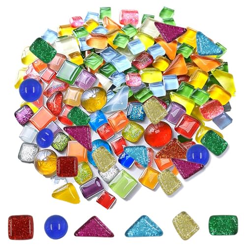 Bunt Mosaik Steine Mosaik Steine Bunt Glas Deko Steinchen Sortierte Quadratische Mosaiksteine zum Basteln Set für Heim Deko Fotorahmen Blumentöpfe Spiegel DIY Kunsthandwerk, ca. 200g von Xihuimay