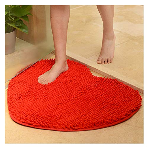 XiinxiGo Badematte Herzform Super WeicherBad-Teppiche Anti-Rutsch Bequeme Waschbarer Badteppich Flauschiger Badezimmerteppich in Shaggy-Optik,Rot,50 * 60 cm von XiinxiGo