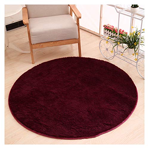 XiinxiGo Teppich Shaggy Kurzflor Teppich, Rund Teppich Carpet, Flauschige Flachflor Teppiche fürs Wohnzimmer, Esszimmer, Schlafzimmer oder Kinderzimmer,Weinrot,160 cm (Fluff 3 cm) von XiinxiGo