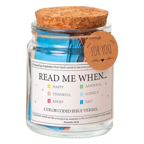 Xiixuuj Bible Verse Jar, Glass Scripture Prayer Jar With Coloring Bible Verse, 90 Stück Bunte Bibelverskarten, Emotionen Und Gefühle Bibel Tabs, Read Me When Bibelverse In Einem Glas Schriftkarten von Xiixuuj