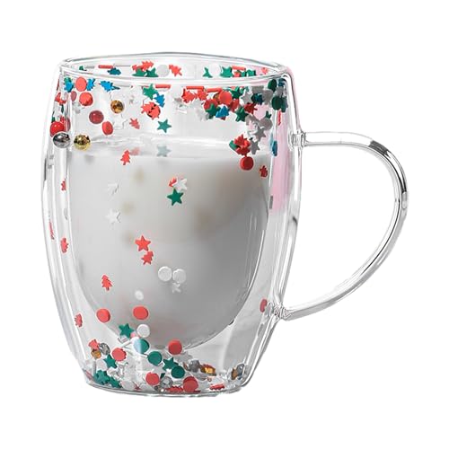 Doppelwandige Kaffeegläser, Klar Doppelwandige Gläser Latte Macchiato Gläser Mit Henkels Doppelwandige Glasbecher Tasse Mit Trockenen Blumen Doppelglas Kaffeegläser Blumentasse von Xiixuuj