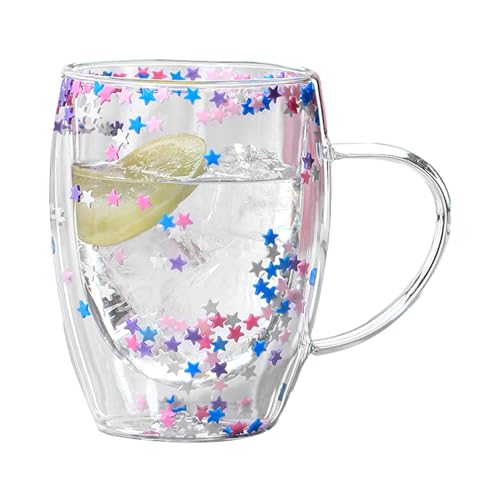 Doppelwandige Kaffeegläser - Latte Macchiato Gläser Mit Henkeln, Glasbecher Tasse Mit Trockenen Blumen, Blumentasse von Xiixuuj