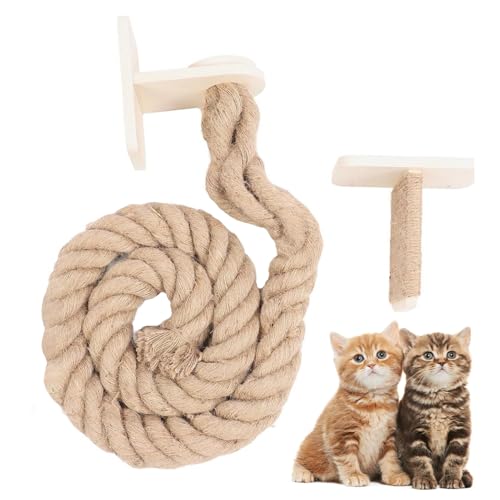 Xiixuuj Wandmontiertes Katzenkletterseil – Kätzchen-Kletterleiter | Wandmontierte Springtreppe für Haustiere, Kätzchen, Kratzregale von Xiixuuj
