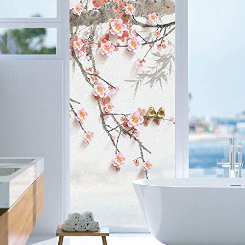 Dekorative Sichtschutz-Fensterfolien, Eleganz, Kirschblüte, Sakura-Baumzweige, Tinte, Fensterfolien, Milchglas-Aufkleber für Zuhause, 50 x 80 cm von Xijier