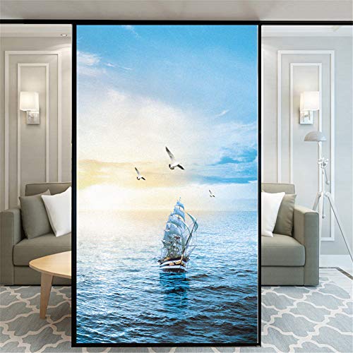 Fensterfolie, Sichtschutz, Glasfolie, nicht klebend, mattiert, statische Haftung, für Zuhause, Büro, schöne Meer, dekorative Aufkleber für Badezimmer-Türverkleidungen, 89 x 200 cm Fensterfolie, Sichtschutz, Glasfolie, nicht klebend, mattiert, statische Haftung, für Zuhause, Büro, schöne Meer, dekorative Aufkleber für Badezimmer-Türverkleidungen, 89 x 200 cm von Xijier