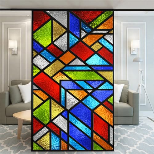 No Glue Decorative Privacy Frosted Window Film Modern Classic Stained Glass Door Window Decals Window Sticker 40x140cm(15.7"x55.1") von Xijier