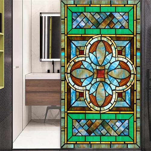 No Glue Decorative Privacy Frosted Window Film Modern Classic Stained Glass Door Window Decals Window Sticker 50x150cm(19.7"x59") von Xijier