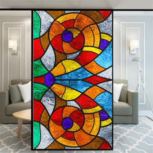 No Glue Window Film Privacy Forest Pictures 110H Decorative Frosted Glass Door Window Covering Window Decals Window Sticker for Home Office 40x90cm(15.7" x35.4) von Xijier