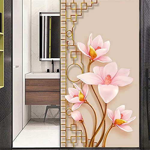 Dekorative Fensterfolie, Motiv: Blumen-Lotus, Privatsphäre, nicht klebend, Milchglas, Tür-/Fensterabdeckung, Fensteraufkleber für Zuhause, Büro, 59 x 100 cm von Xijier