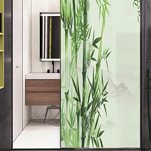 Xijier Fenster-Sichtschutzfolie, Bambus-Hintergrund, dekorativ, Milchglas, kein Kleber, statische Fensteraufkleber, 60 x 120 cm von Xijier