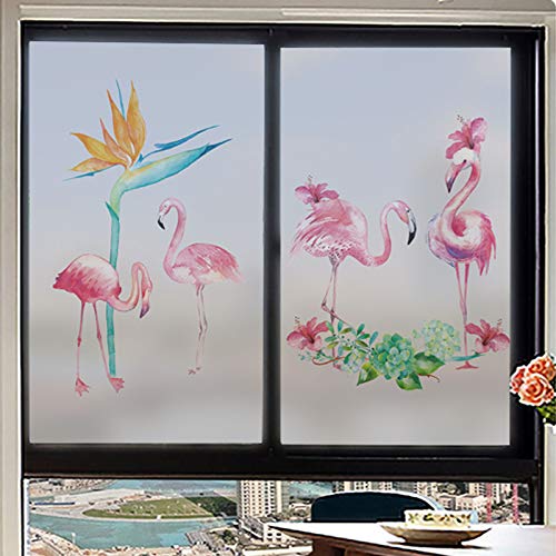 Xijier Flamingo-Fensterfolie, Sichtschutz, nicht klebend, für Glas, Fenster, Tür, Fenster, Dekoration, Fenster-Tönung für Zuhause, 80 x 100 cm von Xijier