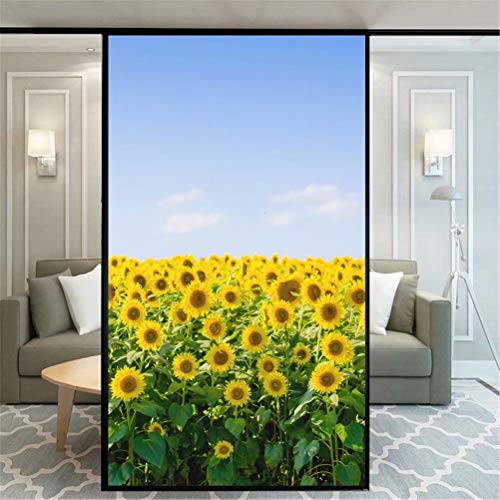 Xijier Sichtschutz-Fensterfolie, schöne Sonnenblume, dekorativ, blickdicht, nicht klebend, statisch, Milchglas-Fensterfolie, Fensteraufkleber für Zuhause und Büro, 65 x 200 cm von Xijier