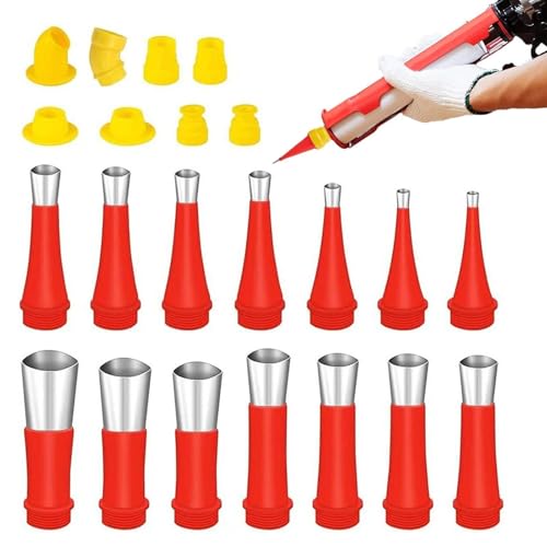 2024 Neu Universals Integrierte Gummidüse Werkzeug Kit, Ein Satz Einteiliger Edelstahldüsen, Silikon Spitzen Kartuschenspitzen, Verschiedene Größen Kartuschenspitzen (22 Packs) von Xijobido