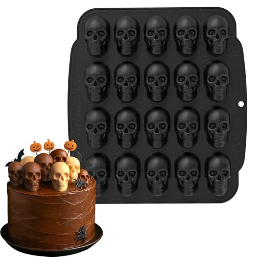 Xijobido Halloween Schokoladenformen - Fondant Totenkopf Form | 3D Silikon Formen mit Antihaftbeschichtung zur einfachen Entnahme für Halloween Gummibärchen Süßigkeiten Dekorationszubehör von Xijobido
