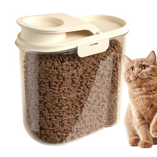 Xijobido Hundefutter Aufbewahrung,2 Liter Hundefutter Behälter - Feuchtigkeitsgeschützt Transparent Luftdicht Staubsicher Getreidespender Große Kapazität Für Haushalt Küche Vorratsschrank Garage von Xijobido