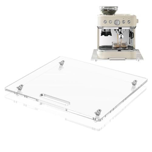 Xijobido Schubladenuntersatz,Acryl Schublade Für Kaffeemaschine Mit Gummirädern | 35x33cm Rollstation Für Utility Bewegung Unter Schrank Toaster Home Brewing Mixer Küchenmaschine Café Bar von Xijobido