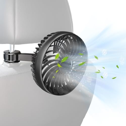 Xijobido USB Autoventilator für Rückbank im Auto - Rückwärtsgerichteter Autositz Lüfter Mit 3 Geschwindigkeitsstufen - Verstellbarer Luftventilator Für Van RV LKW Limousine von Xijobido