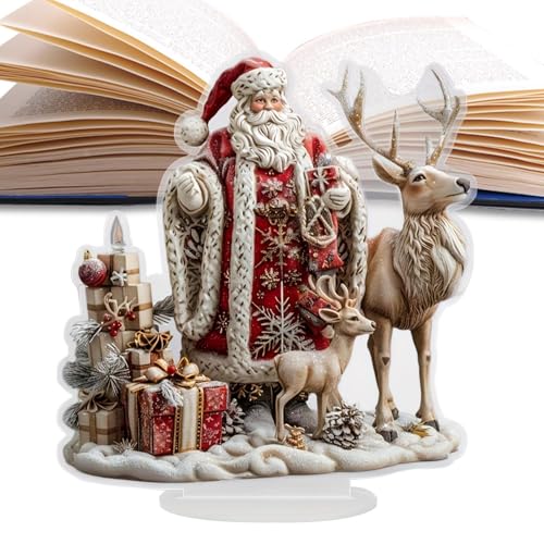 Xijobido Weihnachtliche Tischdekoration Mittelstücke - 2D Weihnachtsmann Rentier Schreibtisch Deko,Festliche Dekoration Partyzubehör Für Kinder Erwachsene Esszimmer Arbeitszimmer Schlafzimmer Büro von Xijobido