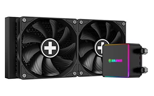 Xilence LQ240PRO AMD und Intel 240mm AiO Wasserkühlung, AM5/AM4, LGA 1700/2066/2011/1151/1150/1155/1156/1200, 300W TDP, 2x 120mm FDB PWM Lüfter, für hohe Kühlanforderungen im Gaming/Streaming, schwarz von Xilence