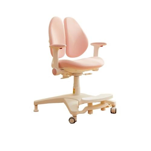 Büro-Computer-Schreibtischstuhl- Kinder-Schreibtischstuhl, Lernstuhl for Jungen und Mädchen mit höhenverstellbarem, ergonomischem Schülerstuhl, drehbaren Netz-Studentenstühlen for 4–12 Jahre(Pink) von Xilin-872